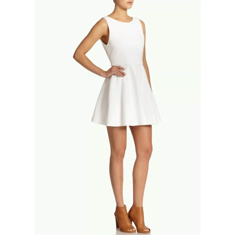 Alice + Olivia White Dress with Tweed Skirt